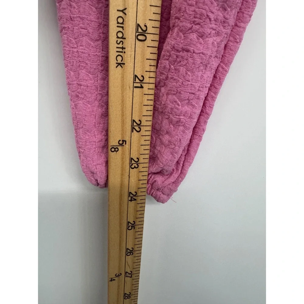 Sophie Rue‎ Shirt Women M Pink Ruched Crop Top Textured Milkmaid Coquette Girly